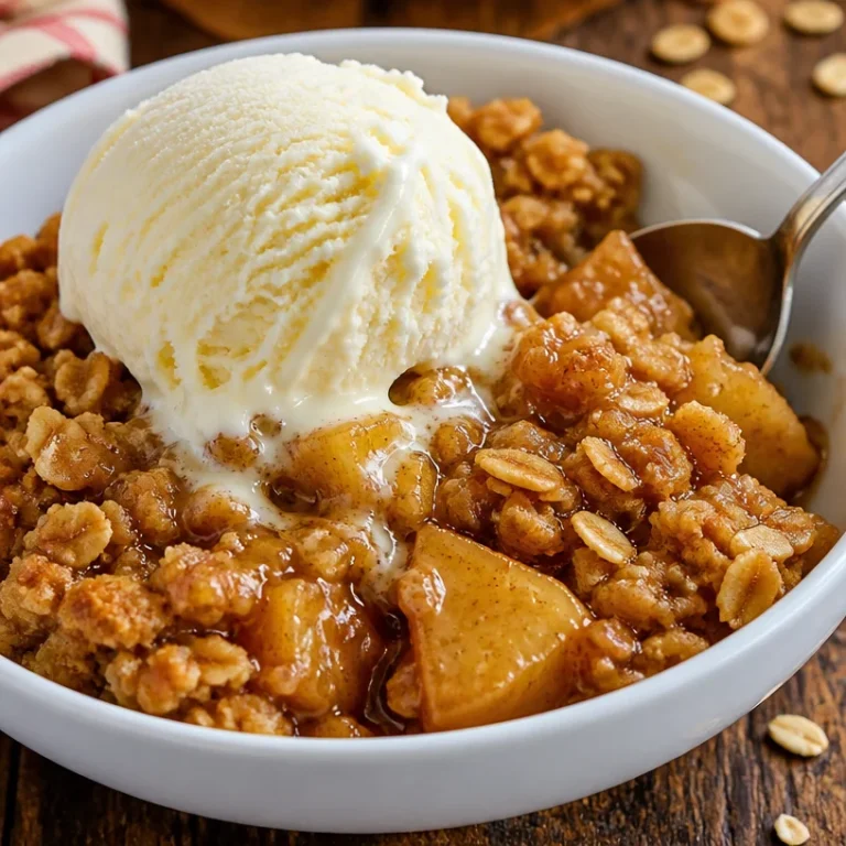 Delicious easy apple crisp with a crunchy oat topping.