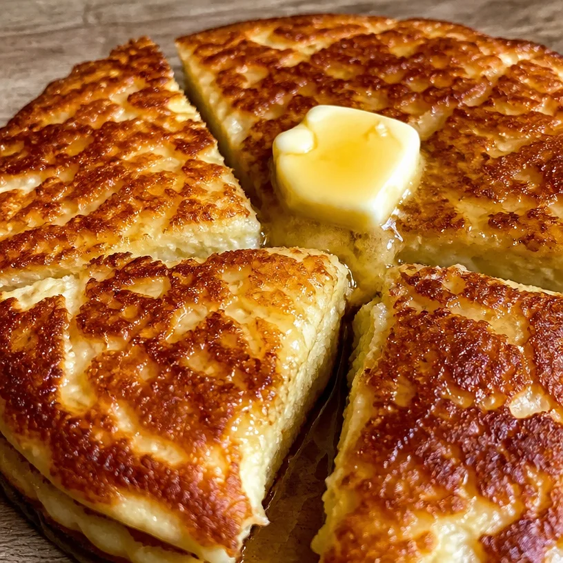 Delicious cottage cheese pancakes served on a plate with syrup and berries