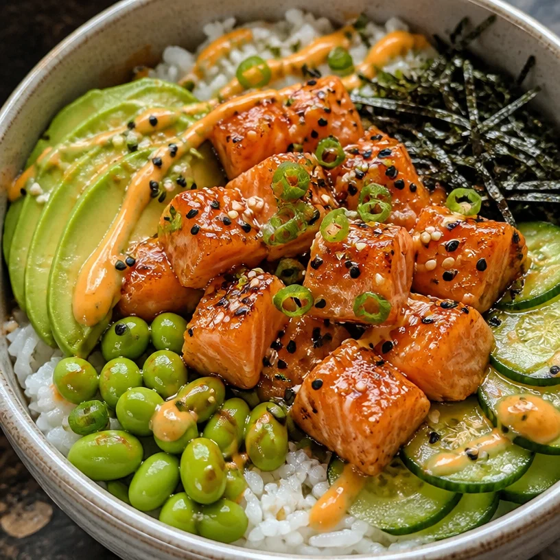 Delicious easy salmon sushi bowls with fresh ingredients and vibrant colors