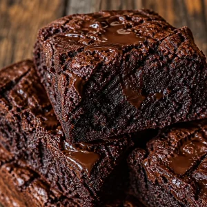 Fudgy no sugar Greek yogurt brownies on a plate.