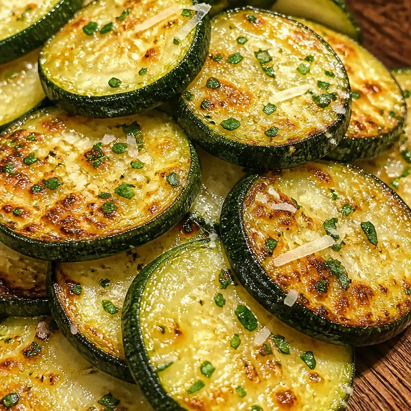 Delicious Garlic Parmesan Roasted Zucchini served on a plate
