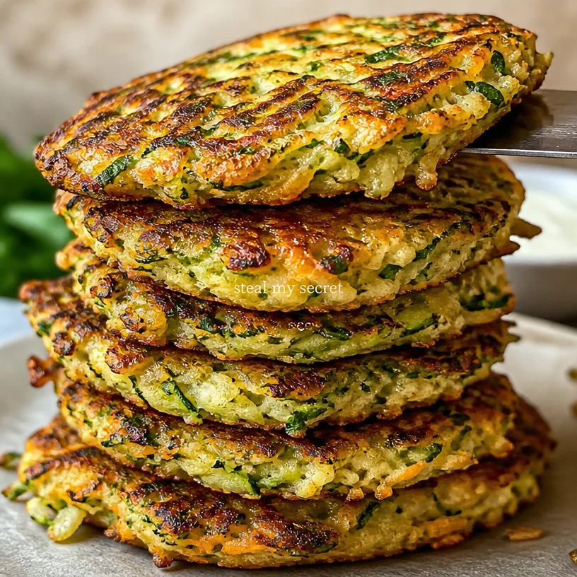 Gluten and egg free zucchini fritters served on a plate with dipping sauce