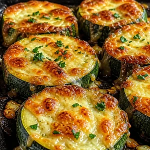 Golden baked zucchini with melted cheese, crispy and delicious