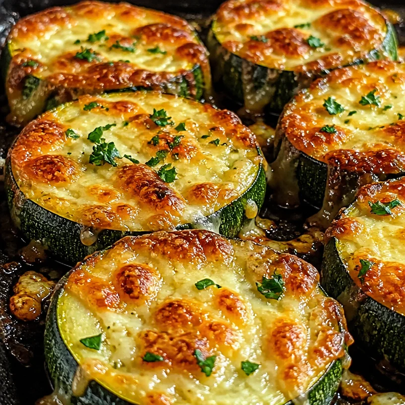 Golden baked zucchini with melted cheese, crispy and delicious