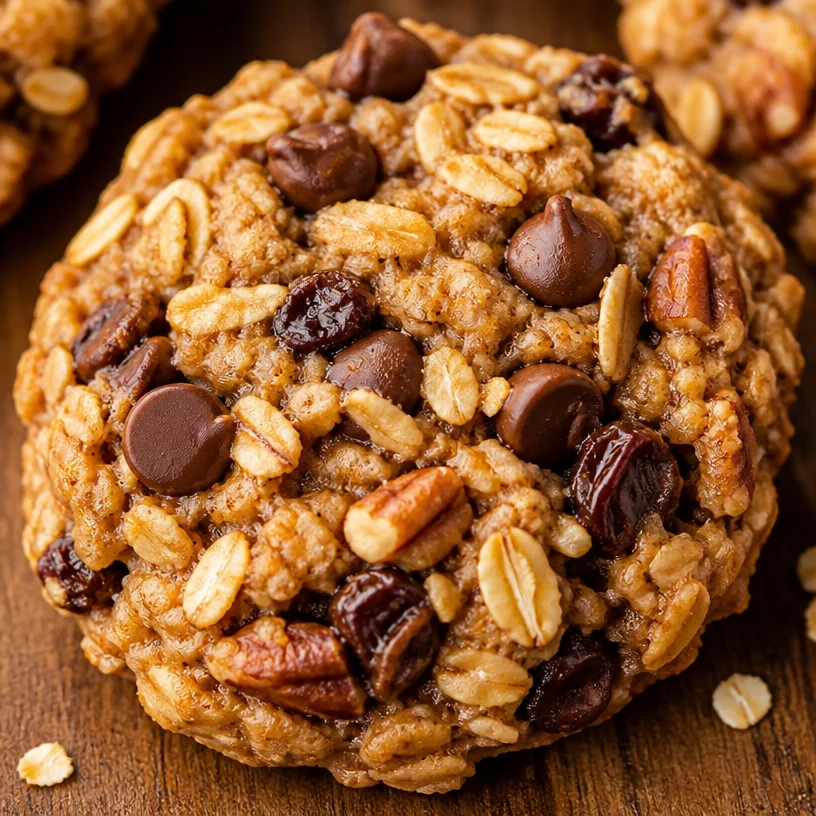 Plate of healthy banana oatmeal cookies with oats and bananas