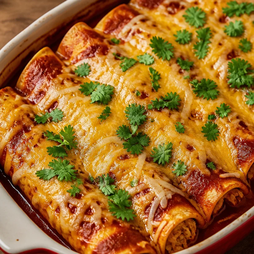 Delicious high protein chicken enchiladas served with fresh toppings