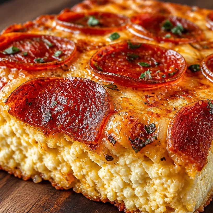 High-Protein Cottage Cheese Pizza Bake topped with fresh ingredients