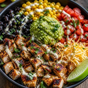High Protein Taco Bowl with fresh ingredients and vibrant toppings