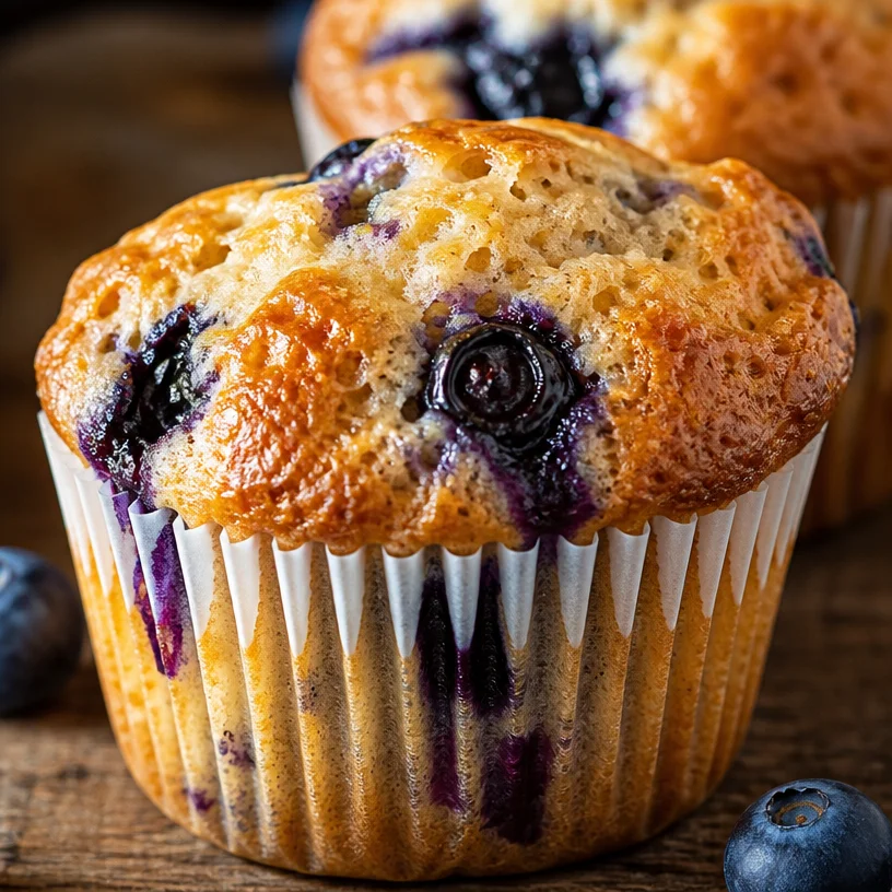 Healthy low calorie high protein blueberry muffins on a plate