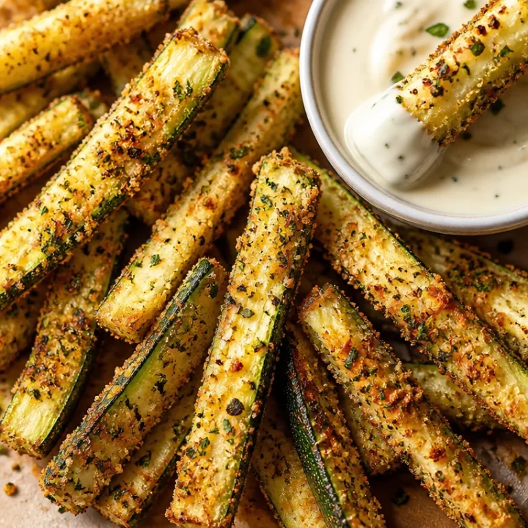 Plate of crispy oven baked parmesan zucchini fries ready to be served