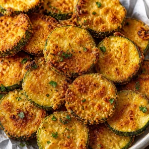 Tray of quick and crispy zucchini parmesan crisps with a golden brown finish