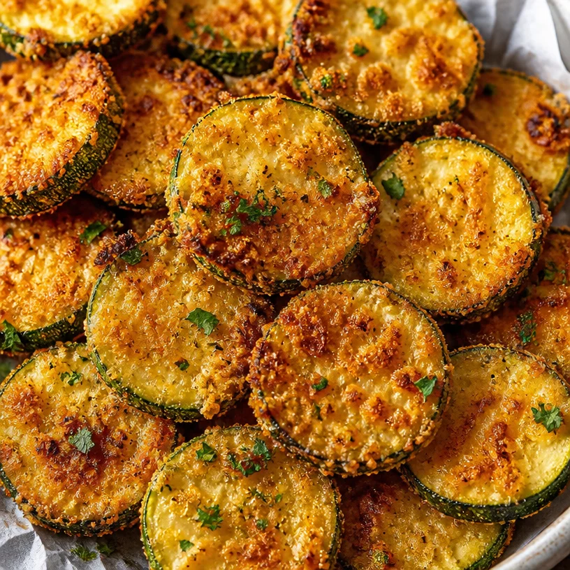 Tray of quick and crispy zucchini parmesan crisps with a golden brown finish