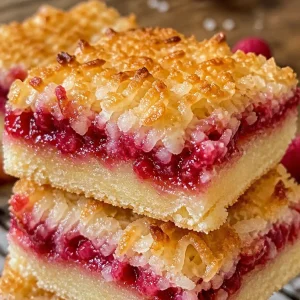Delicious Keto Raspberry Coconut Squares dessert on a plate