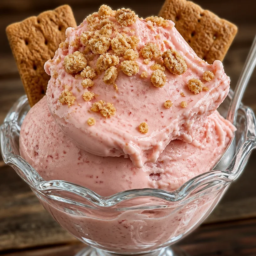 Delicious strawberry frozen yogurt topped with fresh strawberries