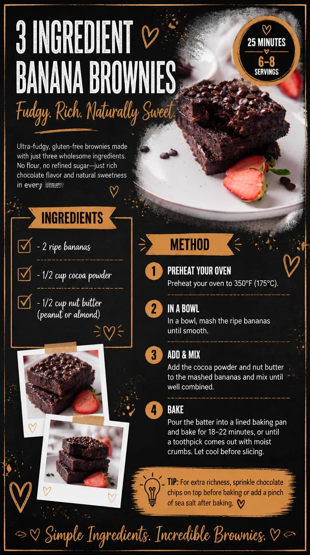 3 Ingredient Banana Brownies