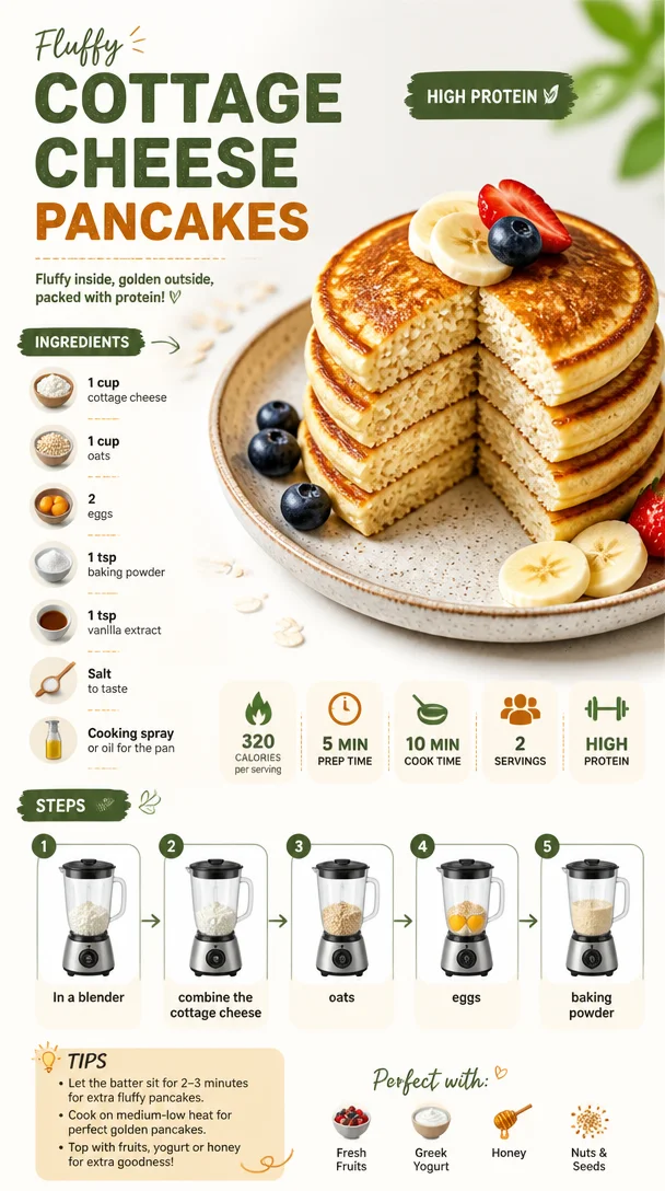 Fluffy Cottage Cheese Pancakes