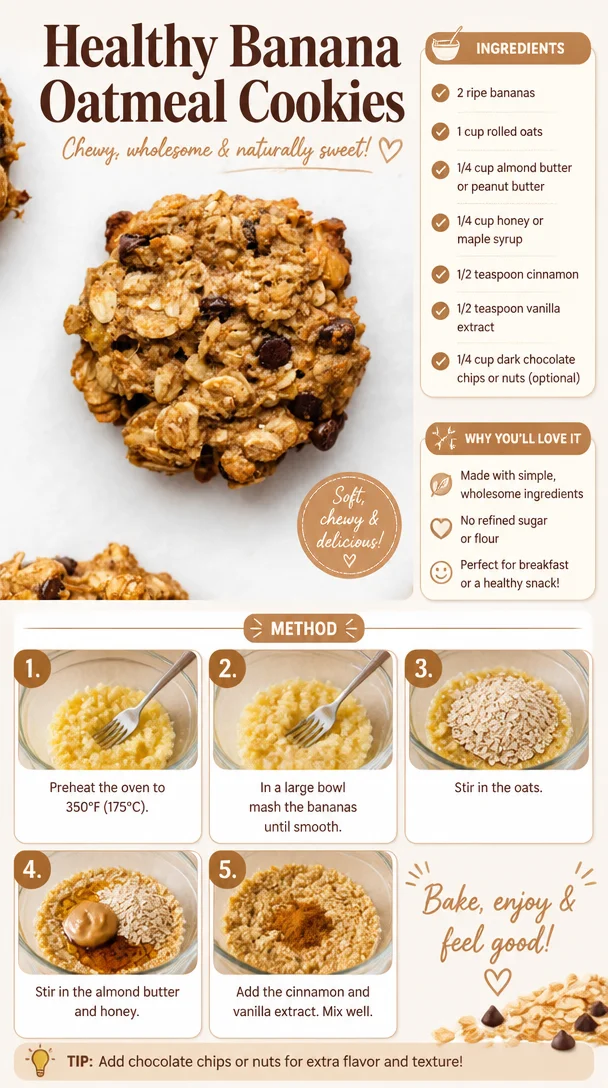 Healthy Banana Oatmeal Cookies