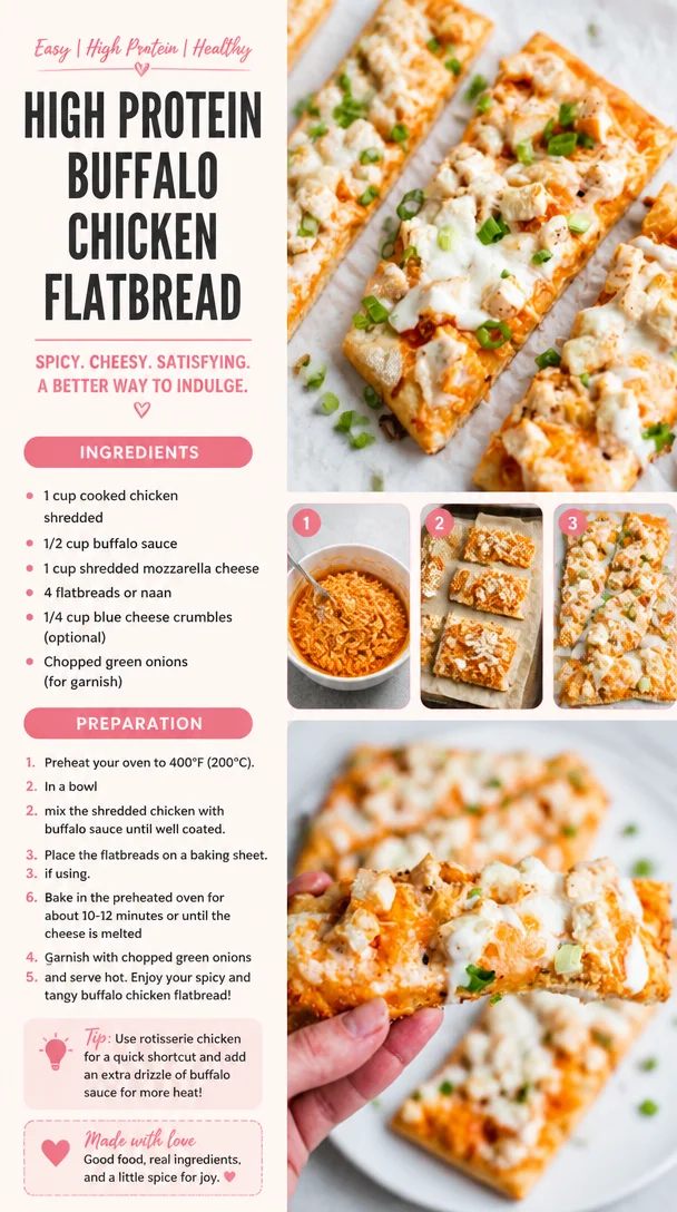 High Protein Buffalo Chicken Flatbread