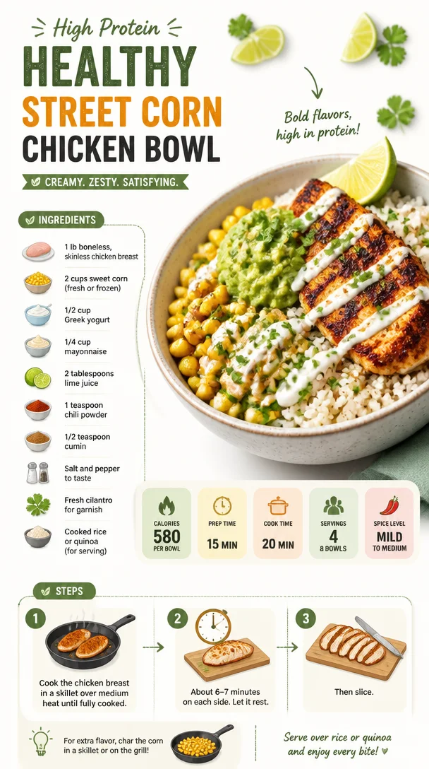 High Protein Healthy Street Corn Chicken Bowl