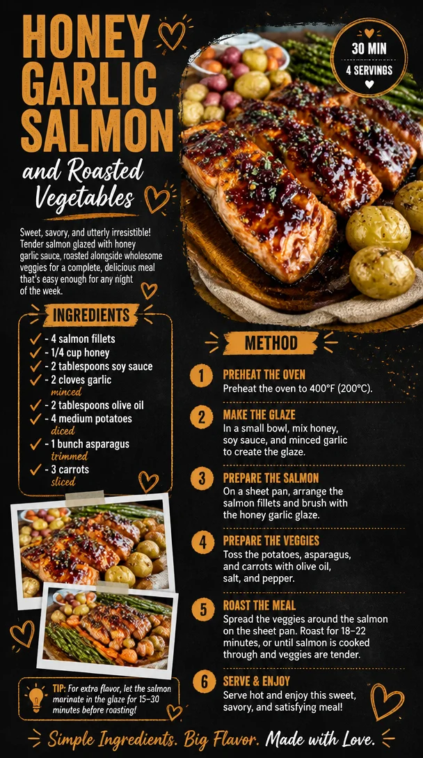 Honey Garlic Salmon and Roasted Vegetables