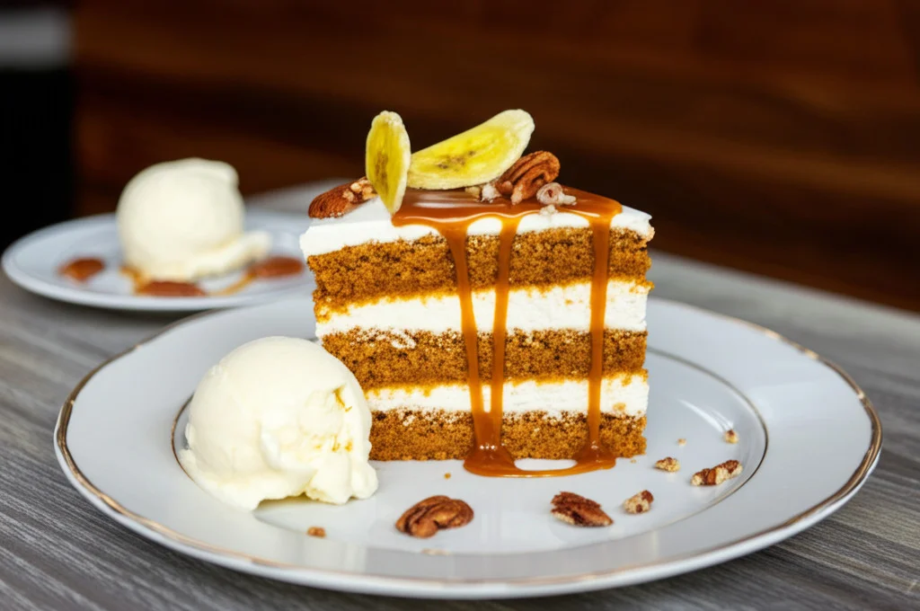 banana pecan caramel layer cake