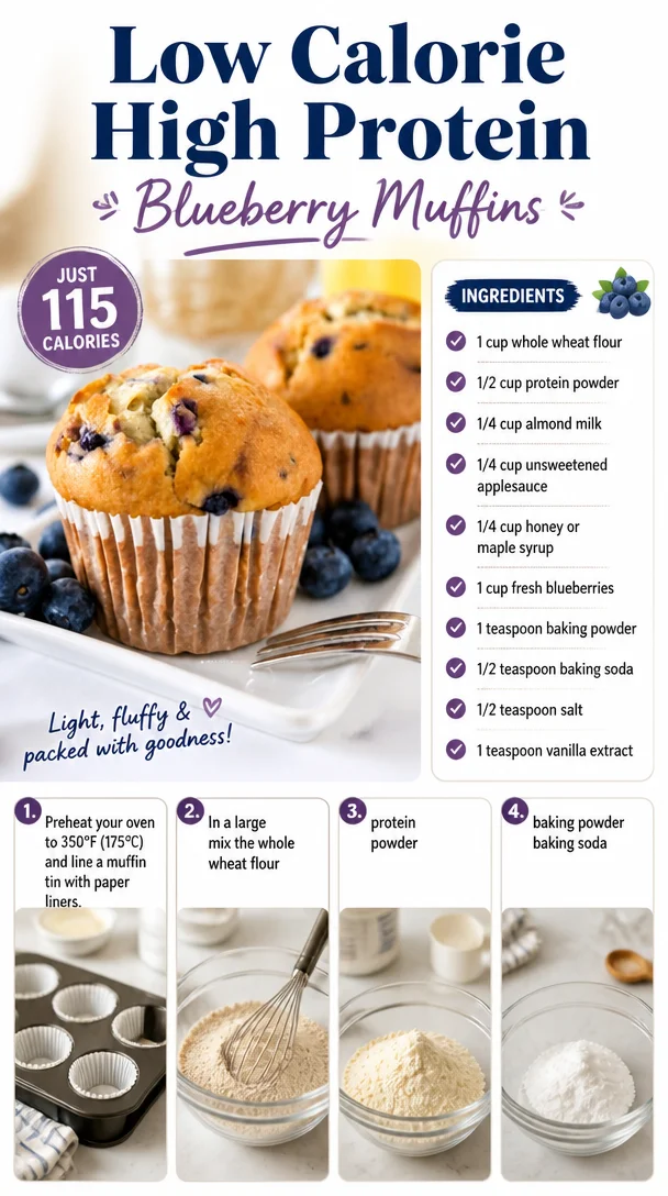 Low Calorie High Protein Blueberry Muffins